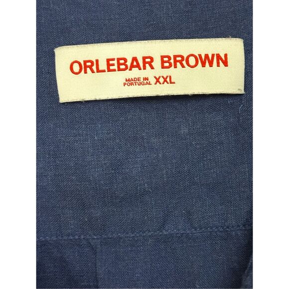 Orlebar Brown Pure Linen Blue Short Sleeve Cuban Shirt Made in Portugal XXL - Picture 3 of 4
